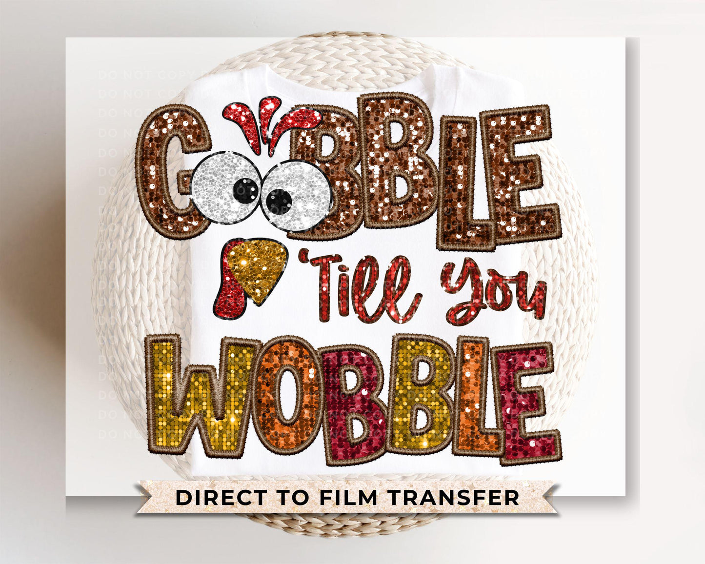 Thanksgiving DTF Transfers, Ready to Press, T-shirt Transfers, Heat Transfer, Direct to Film, Thanksgiving, Faux Glitter Sequin, Turkey