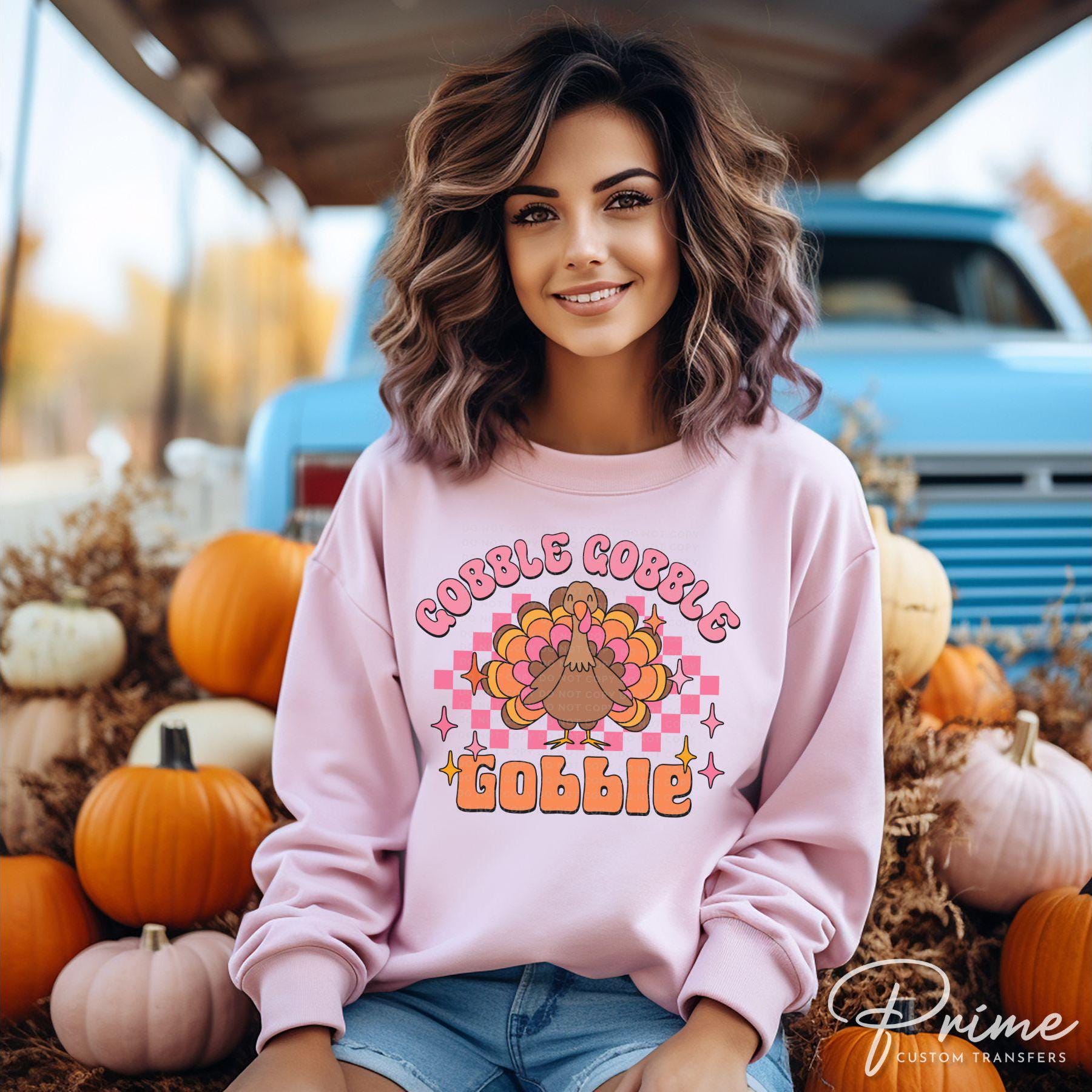 Thanksgiving DTF, Ready to Press, DIY T-shirt, Heat Transfer, Direct to Film, Cold Peel, Autumn, Fall, Turkey, checker, cute, kids, girls