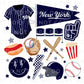 Baseball DTF Transfers, Ready to Press, T-shirt Transfer, Heat Transfer, Direct to Film, Sports, Game Day, doodle collage, New York baseball