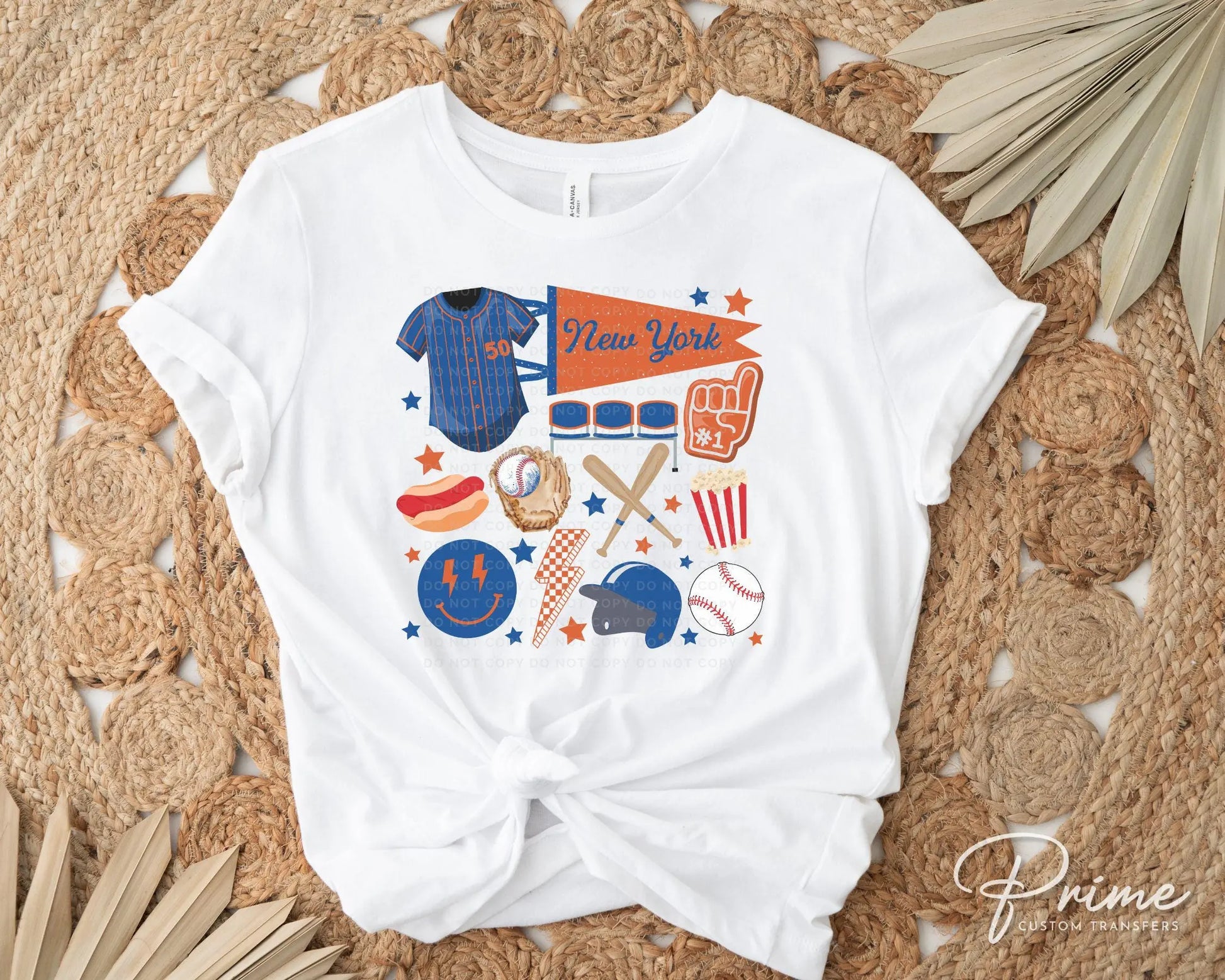 Baseball DTF Transfers, Ready to Press, T-shirt Transfer, Heat Transfer, Direct to Film, Sports, Game Day, Doodle Collage, New York Baseball