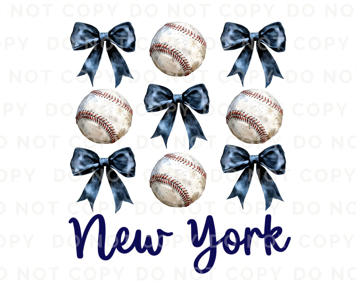 Baseball DTF Transfers, Ready to Press, T-shirt Transfers, Heat Transfer, Direct to Film, Sports, NYC, New York Baseballs and Bows Coquette