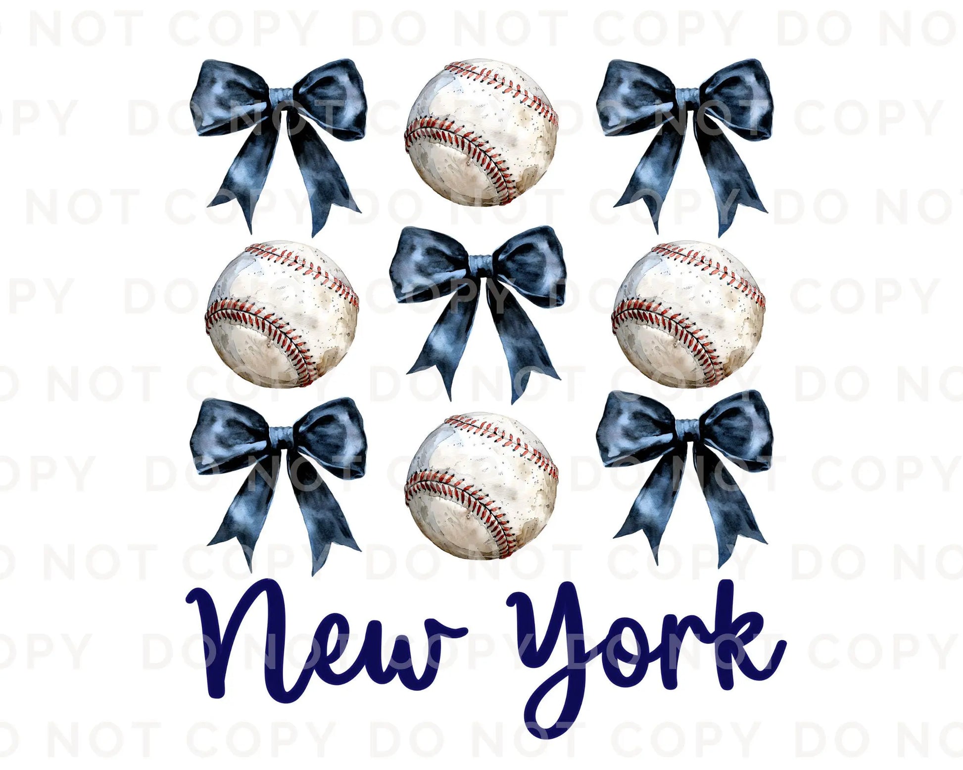 Baseball DTF Transfers, Ready to Press, T-shirt Transfers, Heat Transfer, Direct to Film, Sports, NYC, New York Baseballs and Bows Coquette