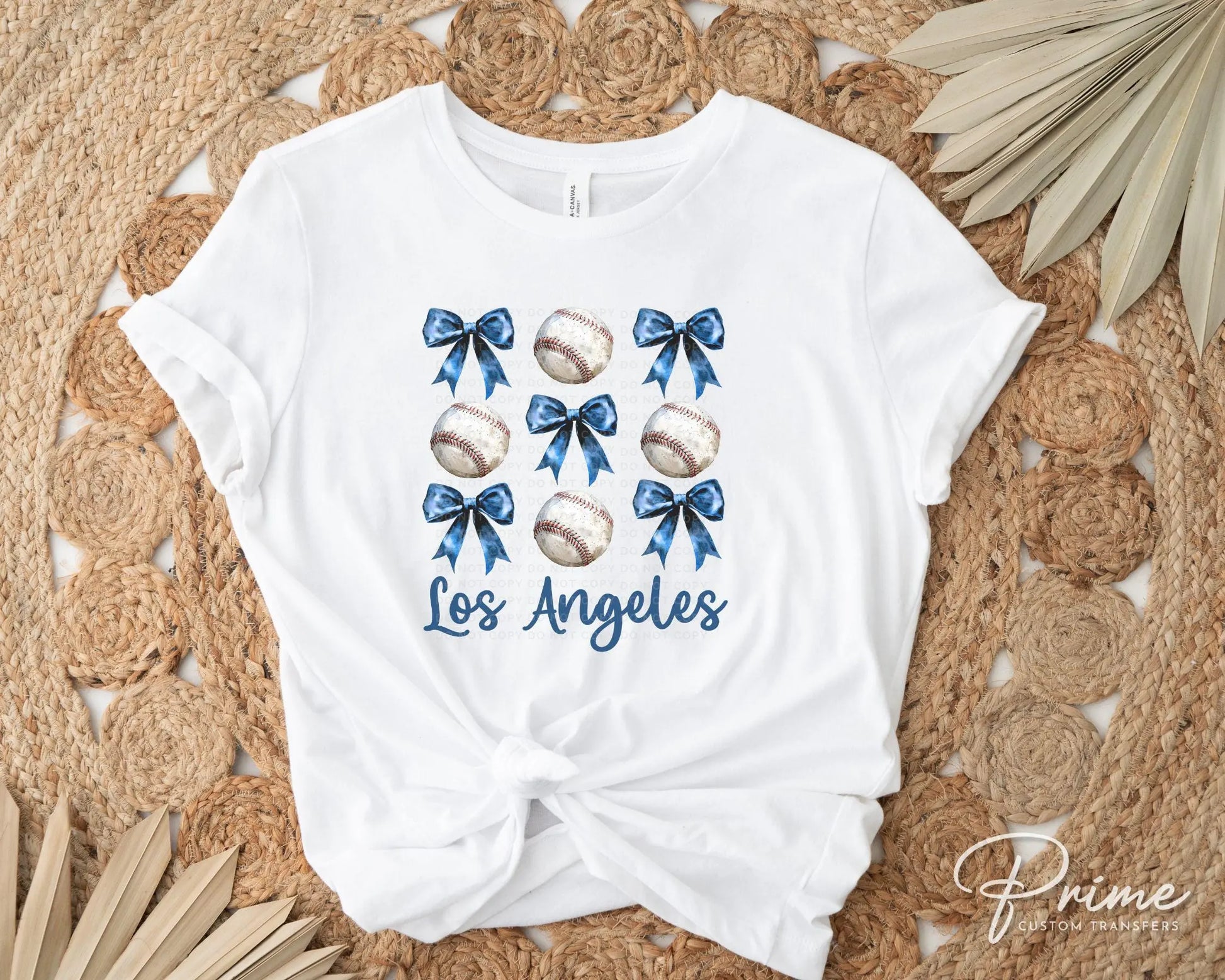 Baseball DTF Transfers, Ready to Press, T-shirt Transfers, Heat Transfer, Direct to Film, Sports, Los Angeles Baseballs and Bows Coquette