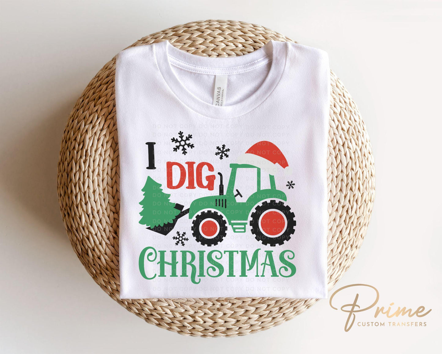 Christmas DTF Transfer, Ready to Press, T-shirt Transfer, Heat Transfer, Direct to Film, Holiday, Truck, Boy, Kids, Tractor, I Dig Christmas