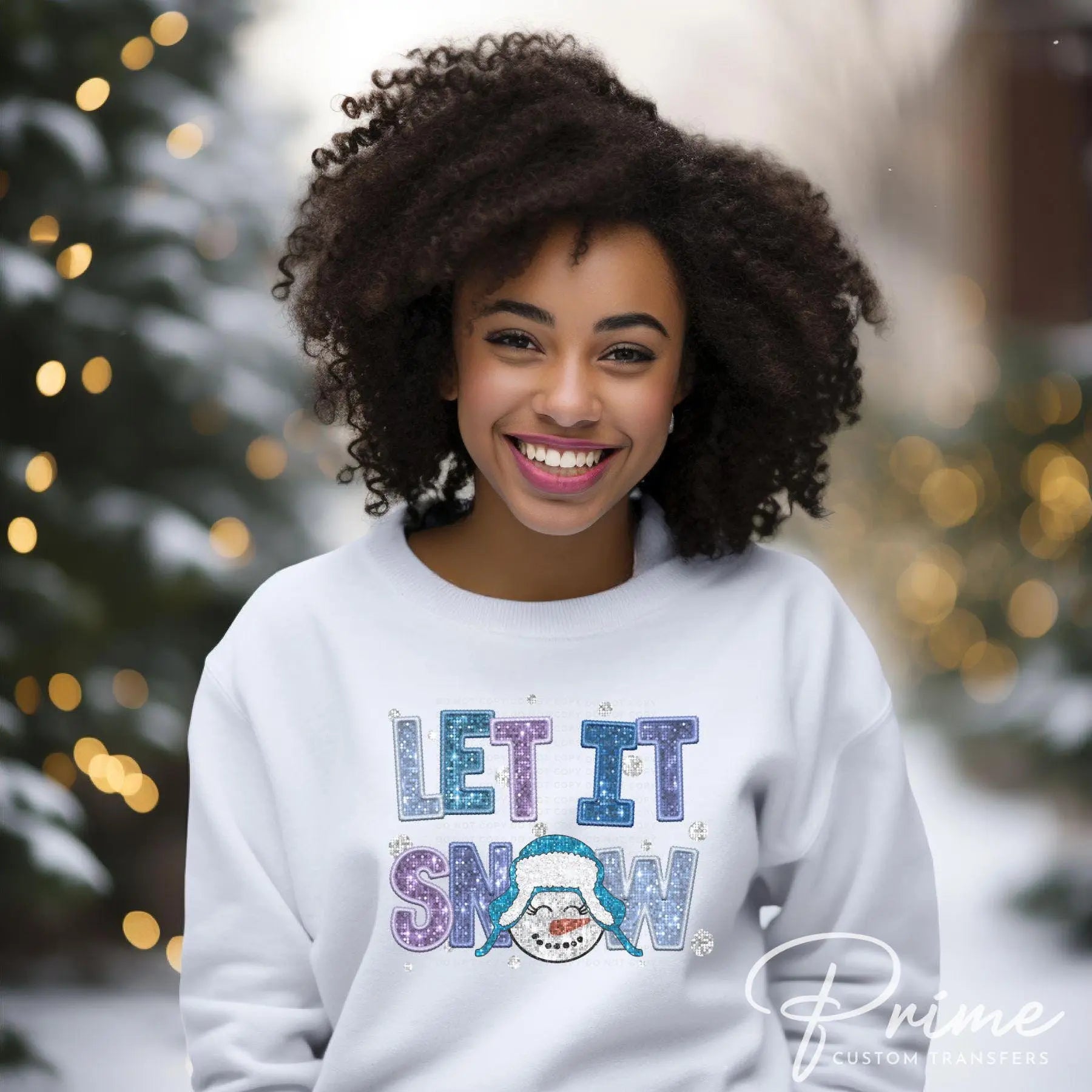 Winter DTF Transfers, Ready to Press, T-shirt Transfer, Heat Transfer, Direct to Film, Sparkle, Snowman, Faux Glitter, Sequin, Let it Snow