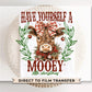 Christmas DTF Transfers, Ready to Press, T-shirt Transfers, Heat Transfer, Direct to Film, Holiday, Coquette Highland Cow, Mooey Christmas