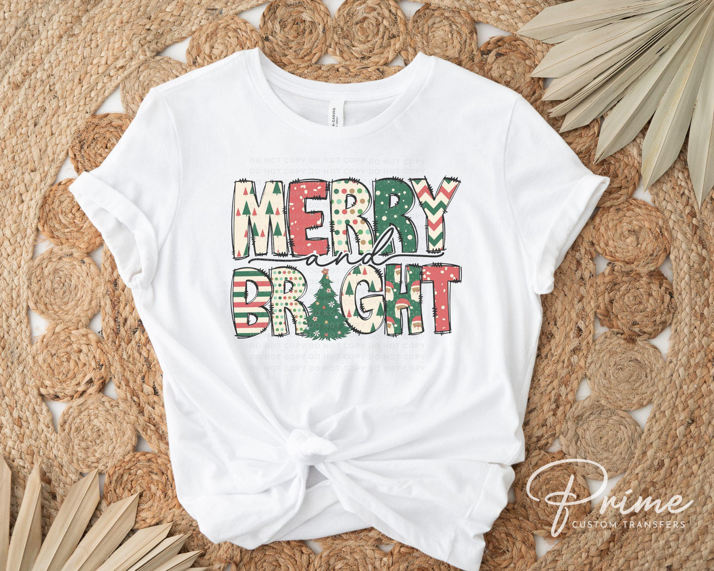 Christmas DTF Transfers, Ready to Press, T-shirt Transfers, Heat Transfer, Direct to Film, Holiday, Christmas Tree, Doodle, Merry and Bright