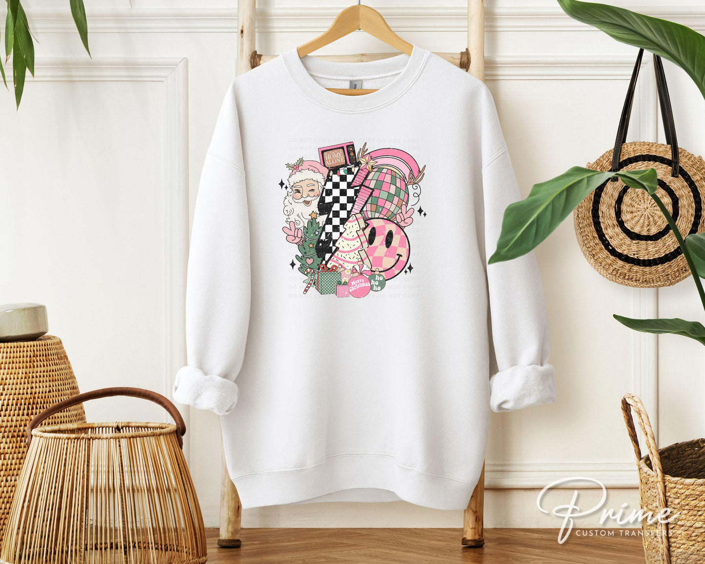 Christmas DTF Transfers, Ready to Press, T-shirt Transfers, Heat Transfer, Direct to Film, Holiday, Santa, Bolt, Pink Christmas Collage