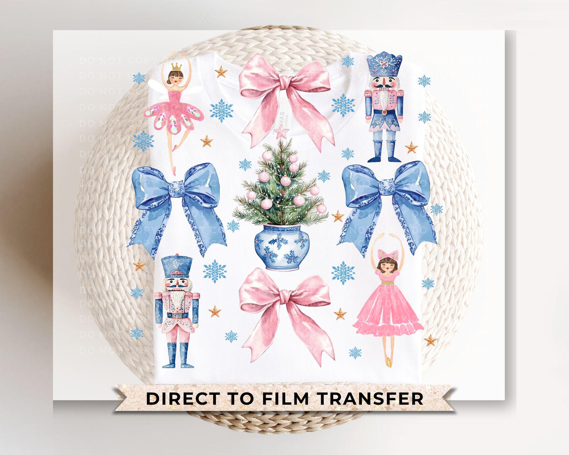 Christmas DTF Transfers, Ready to Press, T-shirt Transfers, Heat Transfer, Direct to Film, Holiday, Girly, Coquette Nutcrackers and Bows