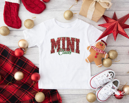 Christmas DTF Transfer, Ready to Press, T-shirt Transfers, Heat Transfer, Direct to Film, Holiday, Matching Family, Faux Glitter, Mini Claus