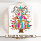 Christmas DTF Transfer, Ready to Press, T-shirt Transfers, Heat Transfer, Direct to Film, Holiday, Coquette, FAUX Glitter Colorful Tree