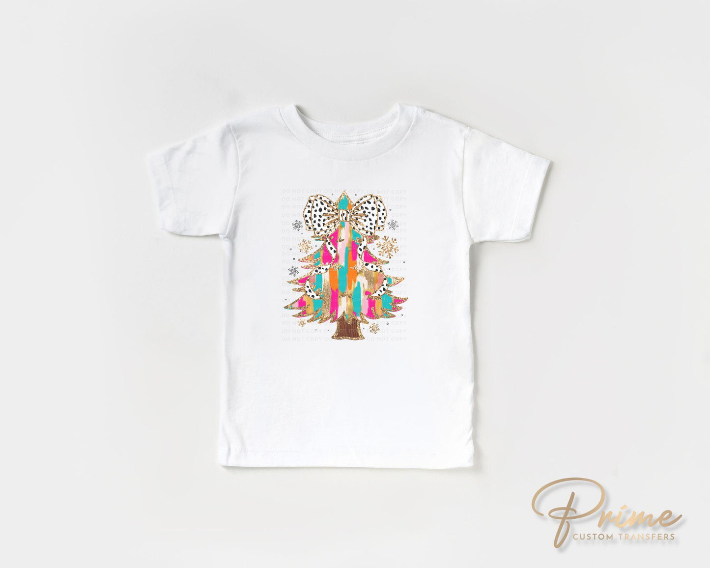 Christmas DTF Transfer, Ready to Press, T-shirt Transfers, Heat Transfer, Direct to Film, Holiday, Coquette, FAUX Glitter Colorful Tree