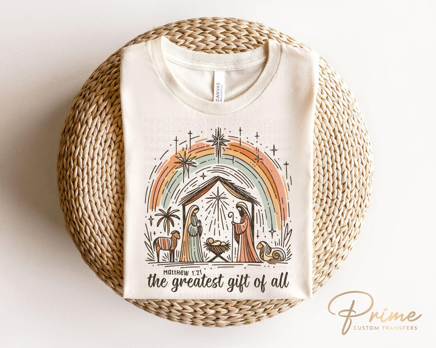 Christmas DTF Transfers, Ready to Press, T-shirt Transfers, Heat Transfer, Direct to Film, Holiday, Nativity, Baby Jesus, Manger, Christian