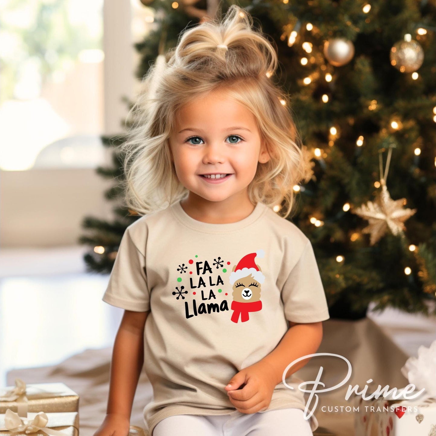 Christmas DTF Transfers, Ready to Press, Heat Transfer, Direct to Film, Holiday, Funny Kids T-shirt Transfer, Cute, Child, Fa La La La Llama