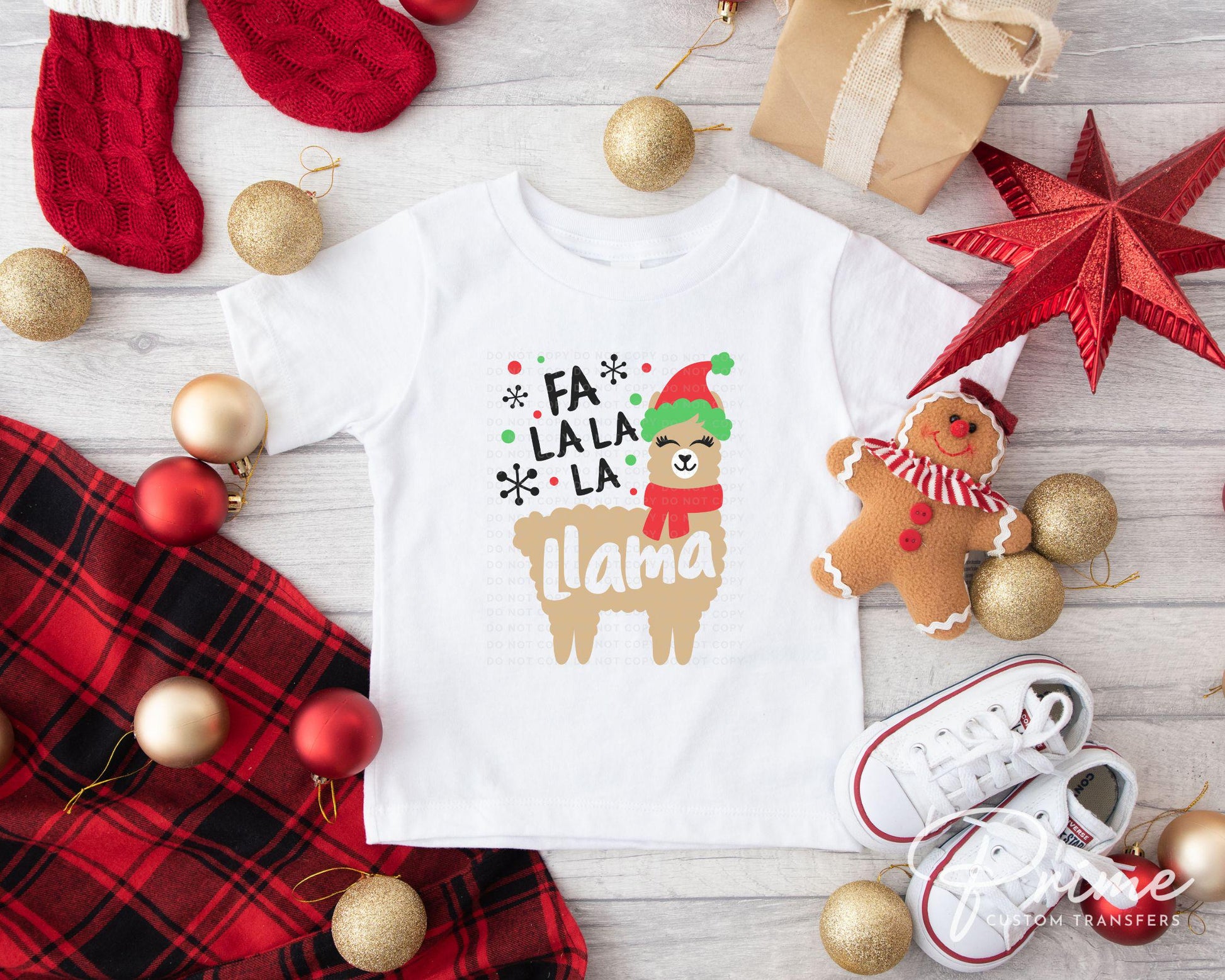 Christmas DTF Transfers, Ready to Press, Heat Transfer, Direct to Film, Holiday, Funny Kids T-shirt Transfer, Cute, Child, Fa La La La Llama