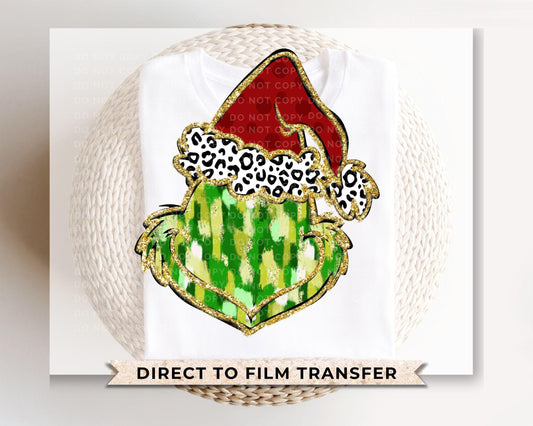 Christmas DTF Transfers, Ready to Press, T-shirt Transfers, Heat Transfer, Direct to Film, Holiday, Trendy, Coquette Brushstroke Green Guy