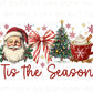 Christmas DTF Transfer, Ready to Press, T-shirt Transfers, Heat Transfer, Direct to Film, Holiday, Coquette Bow Santa Hot Cocoa Candy Cane