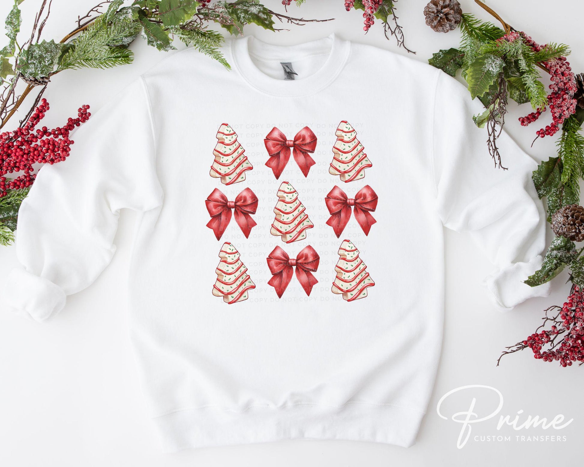 Christmas DTF Transfers, Ready to Press, T-shirt Transfers, Heat Transfer, Direct to Film, Holiday, Christmas Tree Cake Bow, Coquette