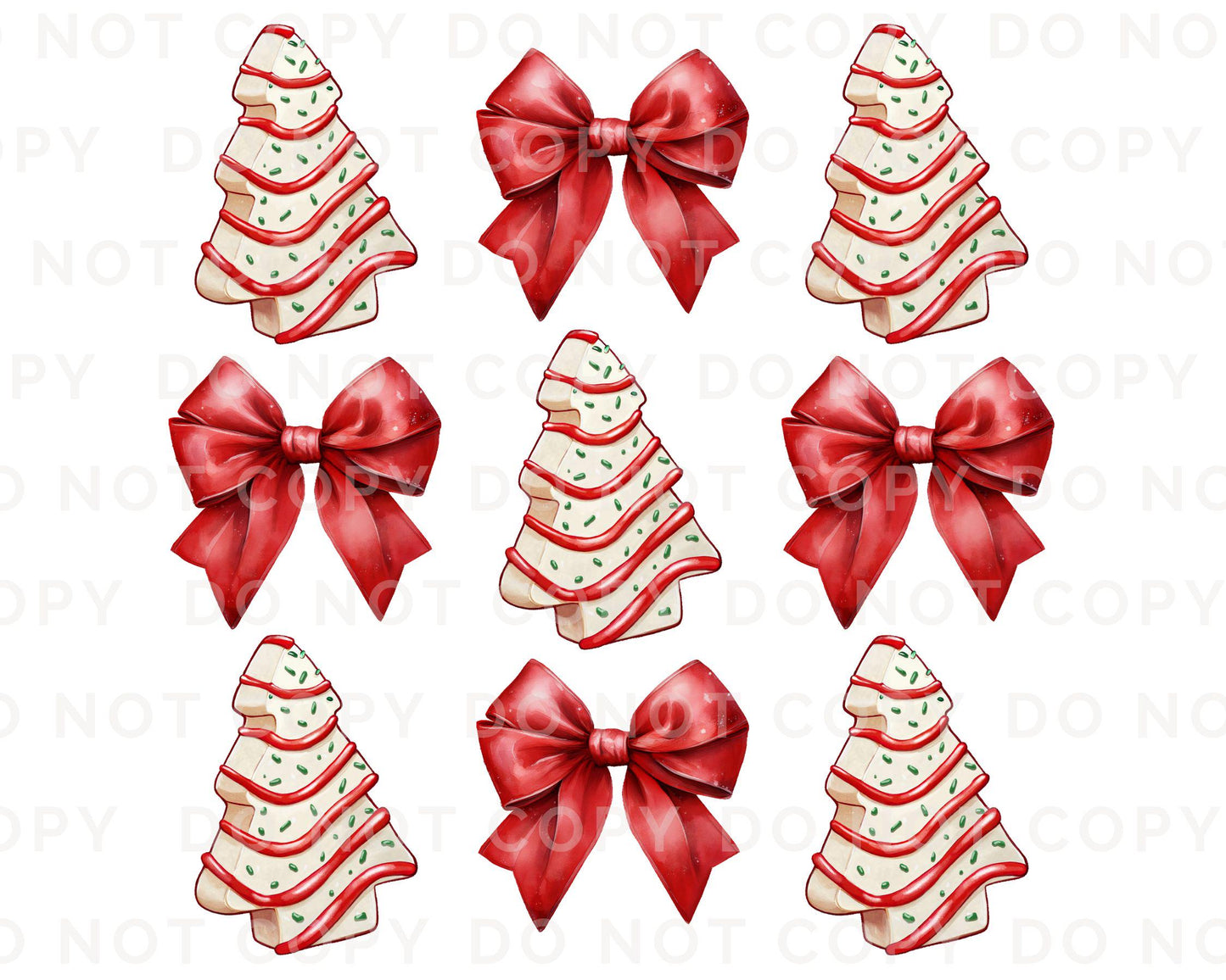 Christmas DTF Transfers, Ready to Press, T-shirt Transfers, Heat Transfer, Direct to Film, Holiday, Christmas Tree Cake Bow, Coquette