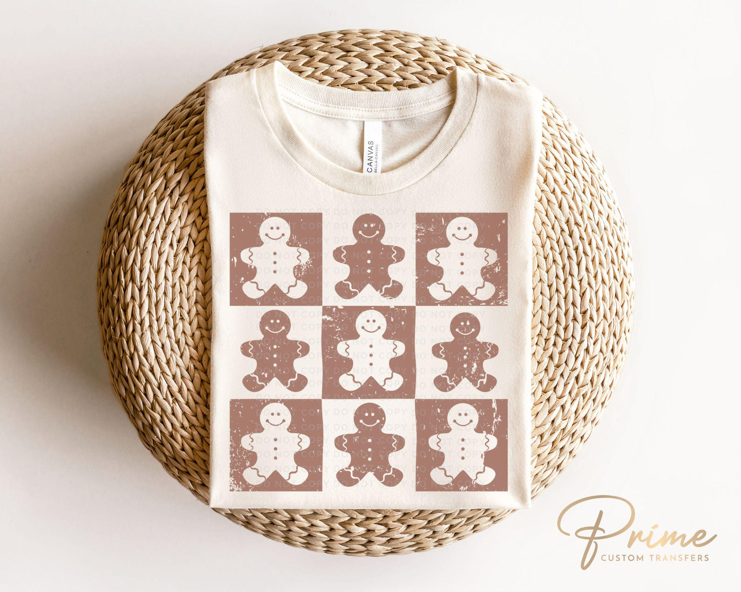 Christmas DTF Transfers, Ready to Press, Heat Transfer, Direct to Film, T-shirt, Holiday, Cute Checkered Distressed Gingerbread, Cookies