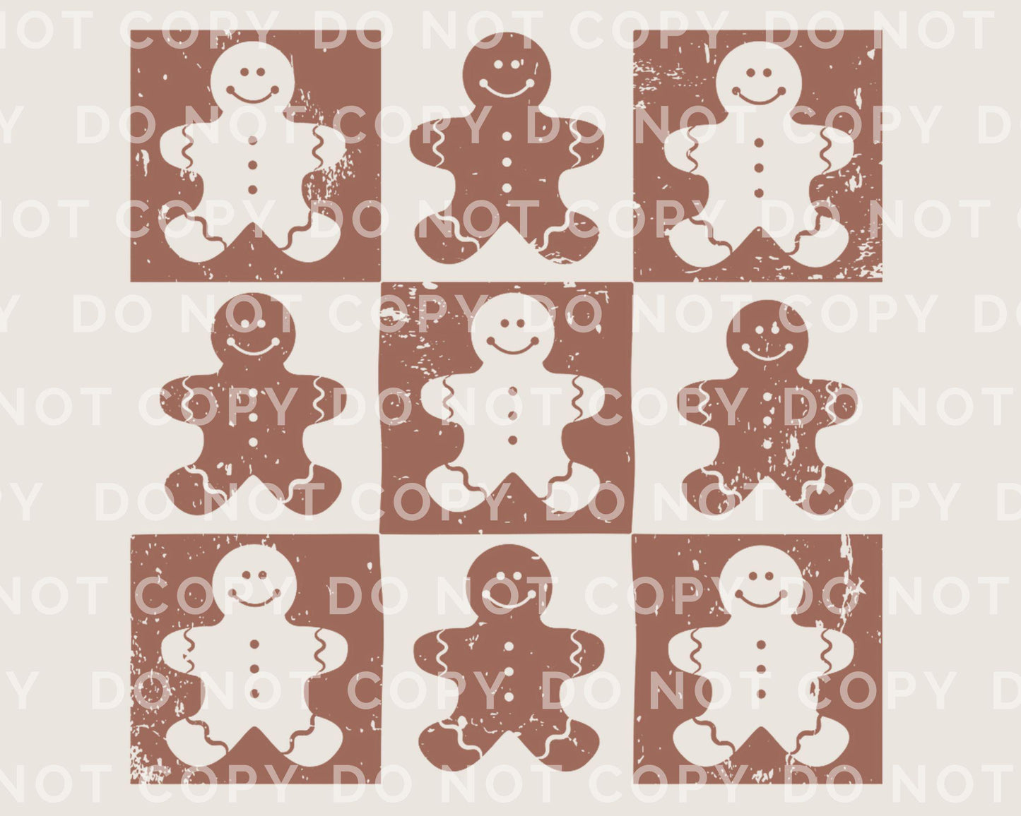 Christmas DTF Transfers, Ready to Press, Heat Transfer, Direct to Film, T-shirt, Holiday, Cute Checkered Distressed Gingerbread, Cookies