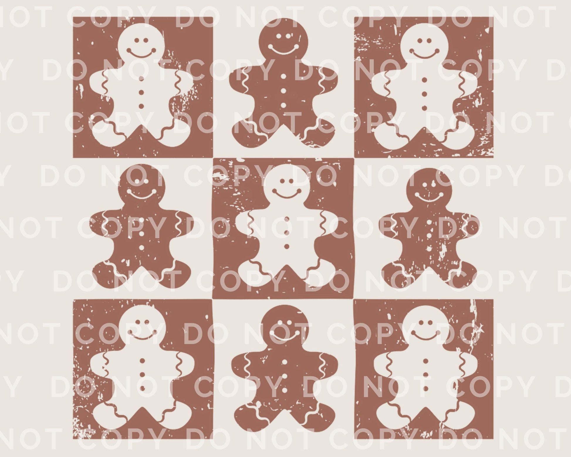 Christmas DTF Transfers, Ready to Press, Heat Transfer, Direct to Film, T-shirt, Holiday, Cute Checkered Distressed Gingerbread, Cookies