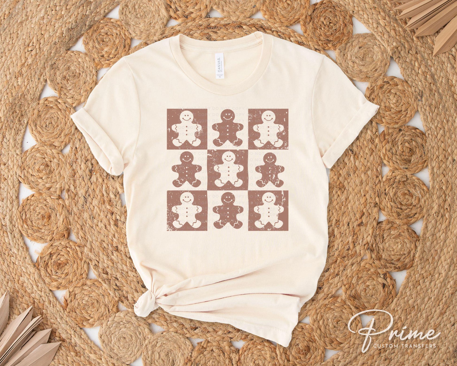 Christmas DTF Transfers, Ready to Press, Heat Transfer, Direct to Film, T-shirt, Holiday, Cute Checkered Distressed Gingerbread, Cookies