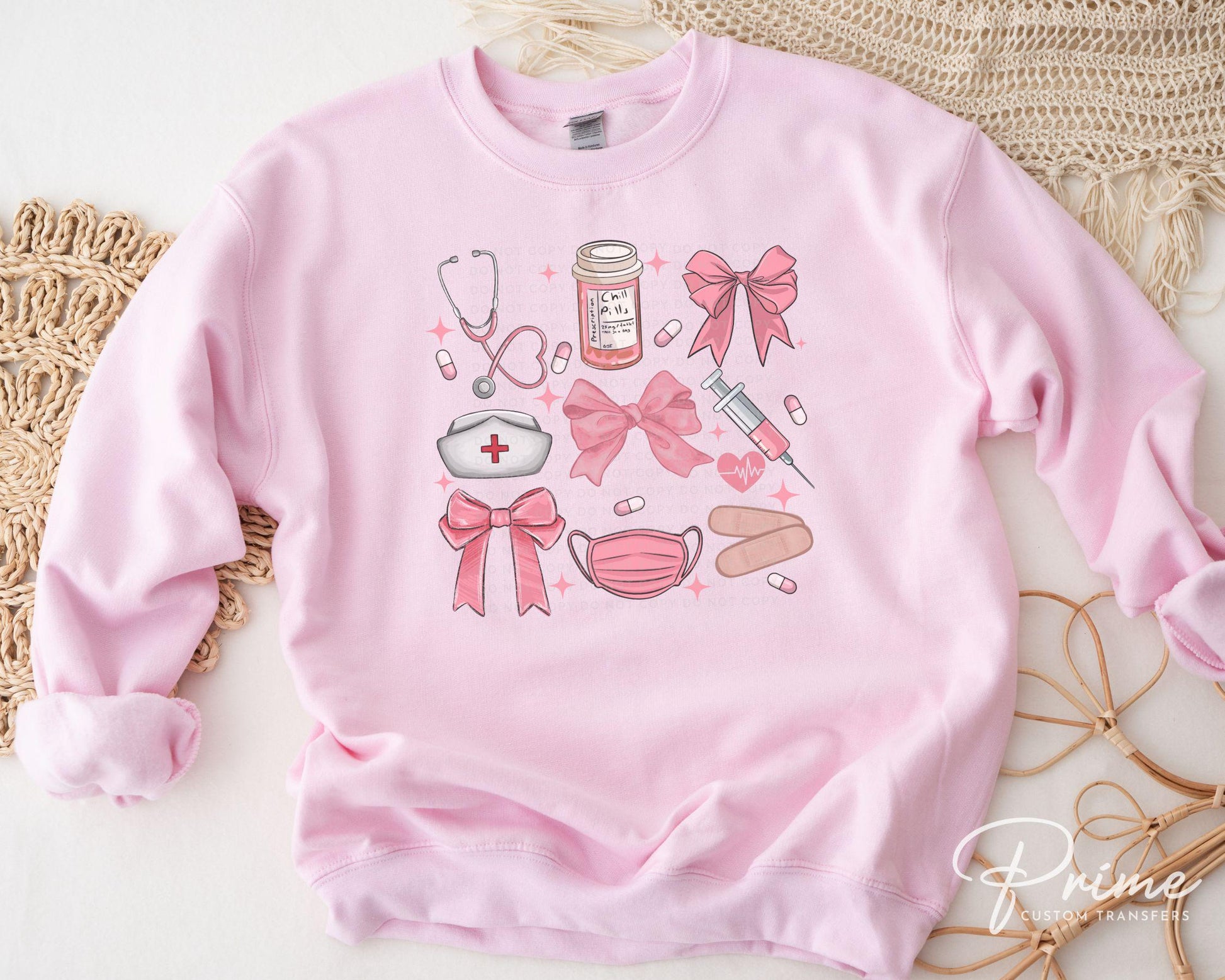 Christmas DTF Transfer, Ready to Press, T-shirt Transfer, Heat Transfer, Direct to Film, Hospital, Stethoscope, Holiday, Coquette Nurse Life