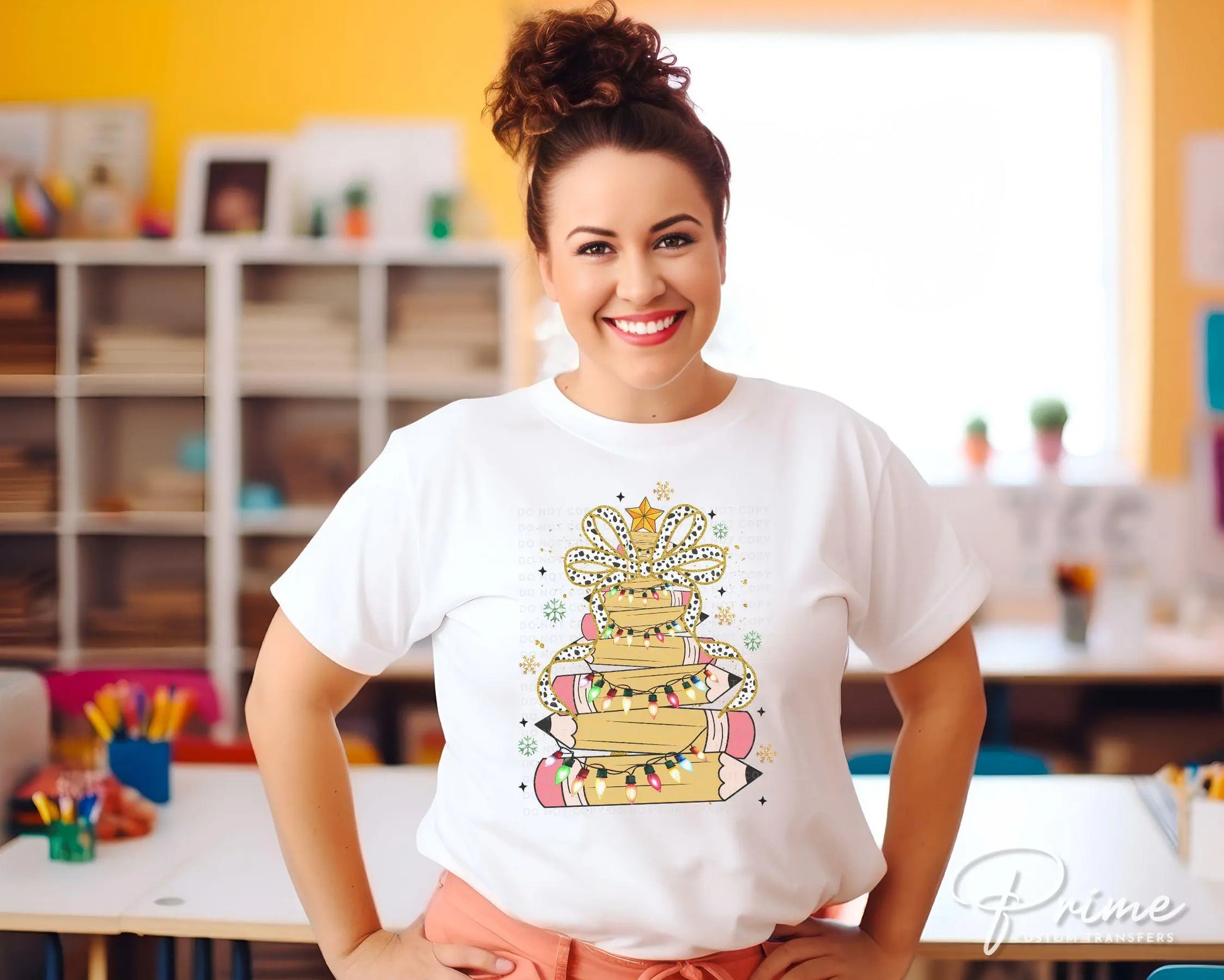 Christmas DTF Transfer, Ready to Press, T-shirt Transfer, Heat Transfer, Direct to Film, Teacher Gift, School, Coquette Pencil Tree