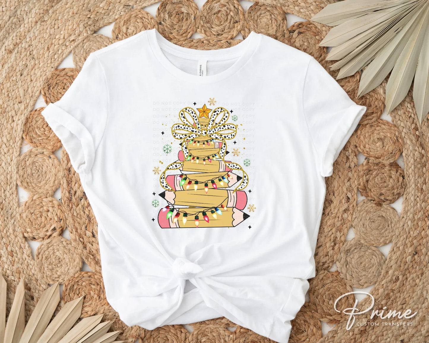 Christmas DTF Transfer, Ready to Press, T-shirt Transfer, Heat Transfer, Direct to Film, Teacher Gift, School, Coquette Pencil Tree