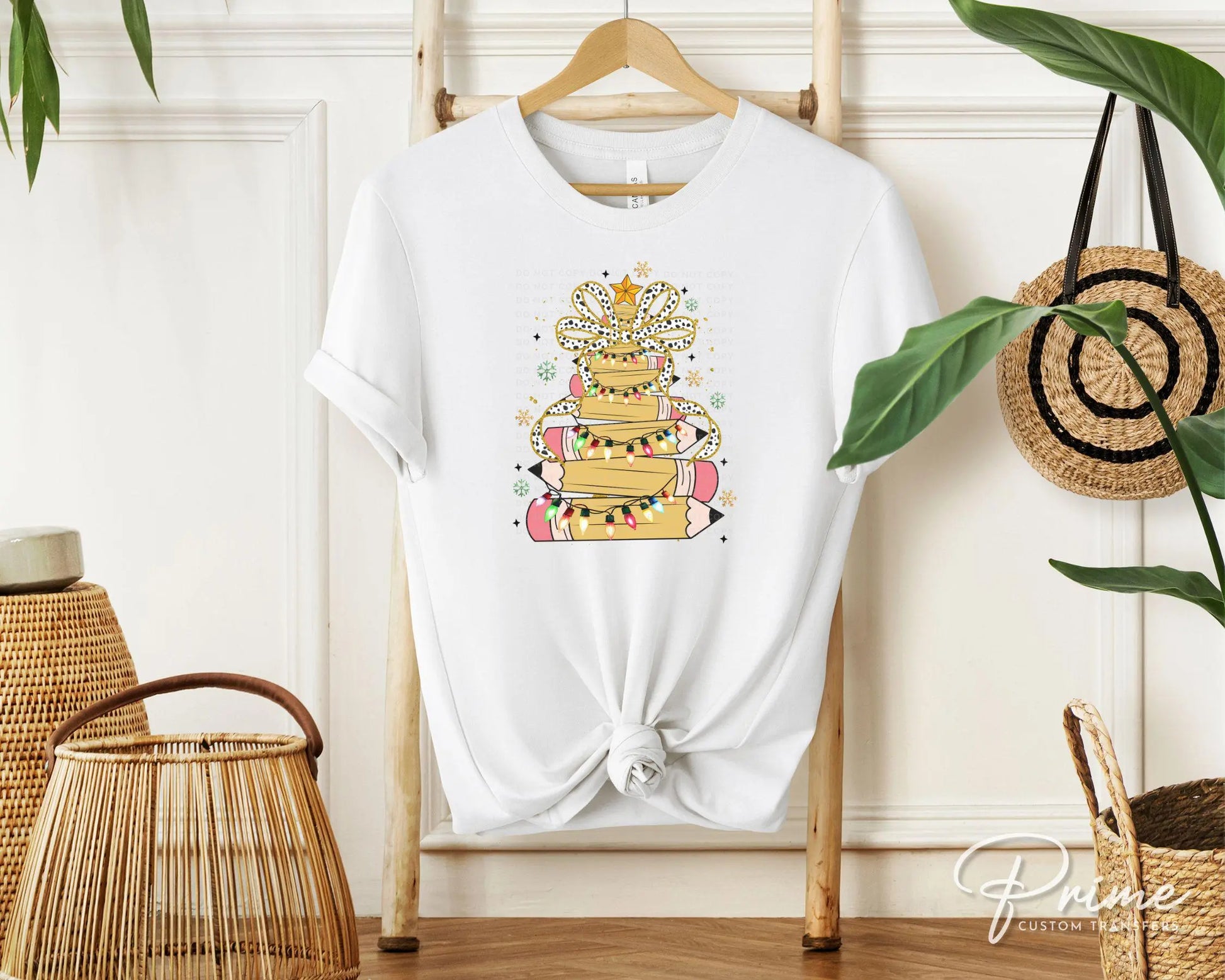 Christmas DTF Transfer, Ready to Press, T-shirt Transfer, Heat Transfer, Direct to Film, Teacher Gift, School, Coquette Pencil Tree