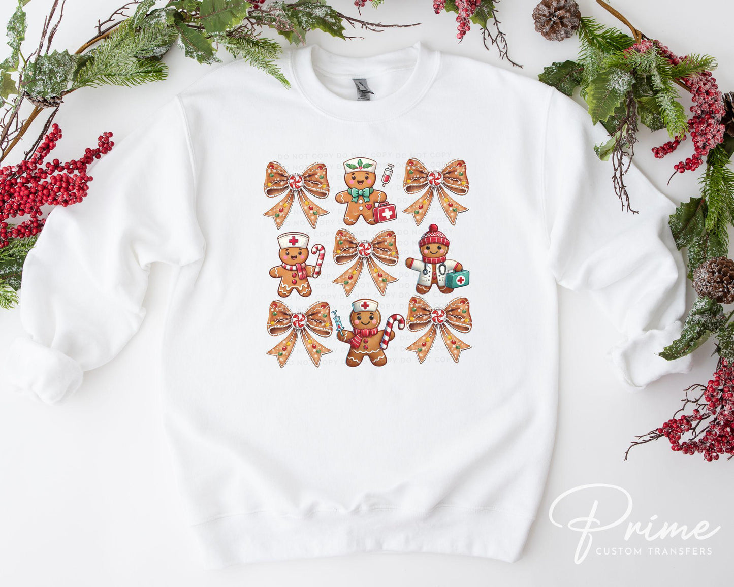 Christmas DTF Transfer, Ready to Press, T-shirt Transfer, Heat Transfer, Direct to Film, Hospital, Holiday, Coquette Gingerbread Nurse Life