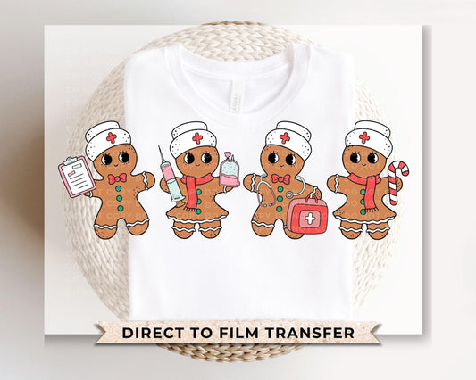 Christmas DTF Transfer, Ready to Press, T-shirt Transfer, Heat Transfer, Direct to Film, Hospital, Holiday, Doctor, Gingerbread Nurse Life