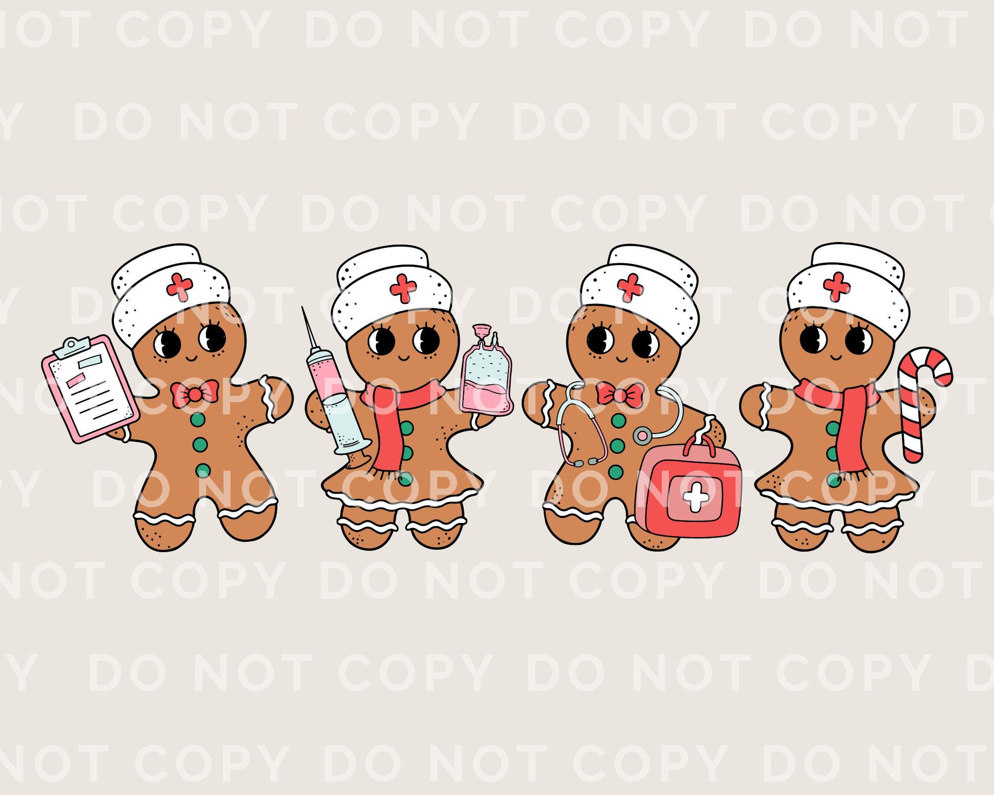 Christmas DTF Transfer, Ready to Press, T-shirt Transfer, Heat Transfer, Direct to Film, Hospital, Holiday, Doctor, Gingerbread Nurse Life