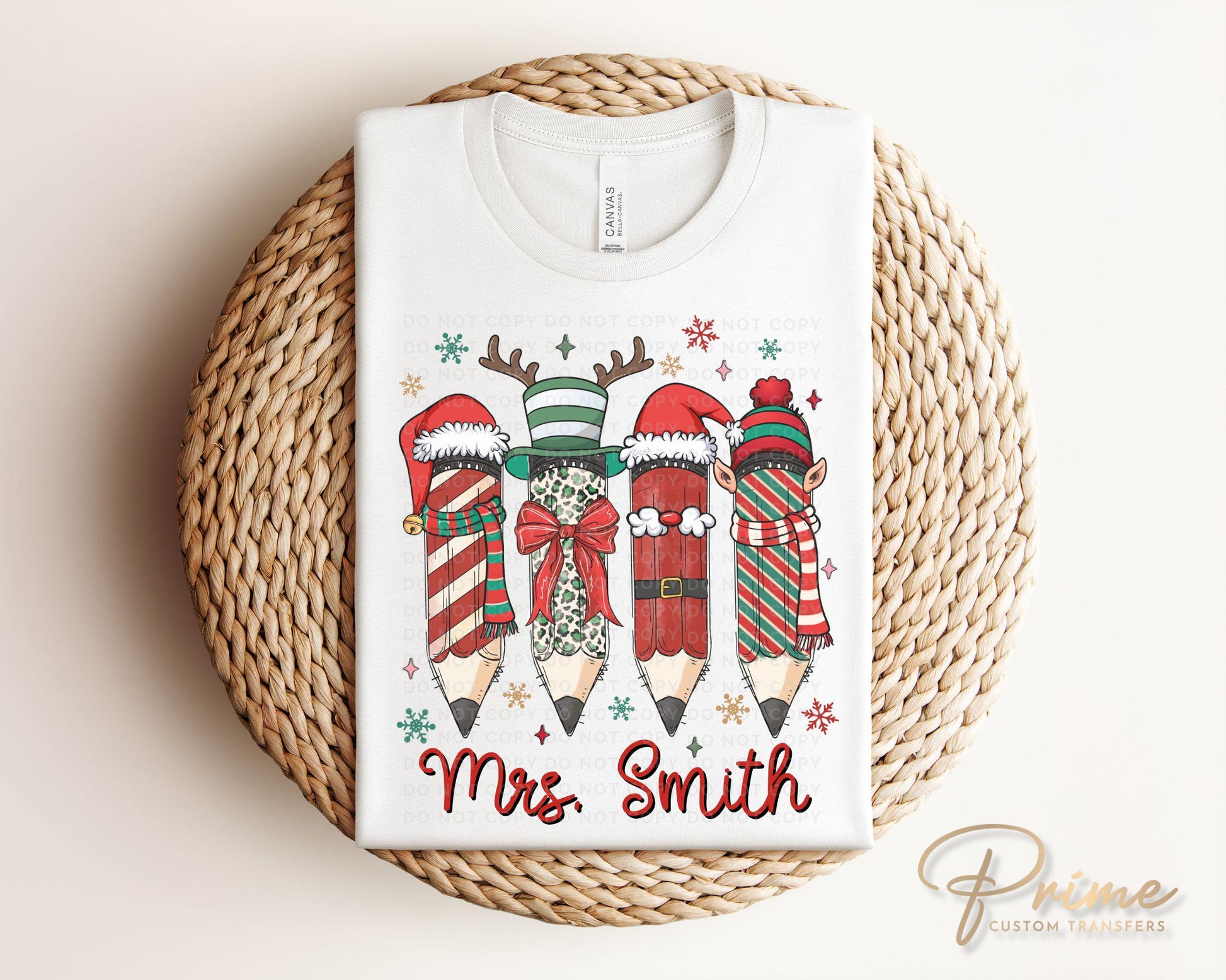 Christmas DTF Transfer, Ready to Press, T-shirt Transfer, Heat Transfer, Direct to Film, Teacher Gift, School, Coquette Pencils, Customized