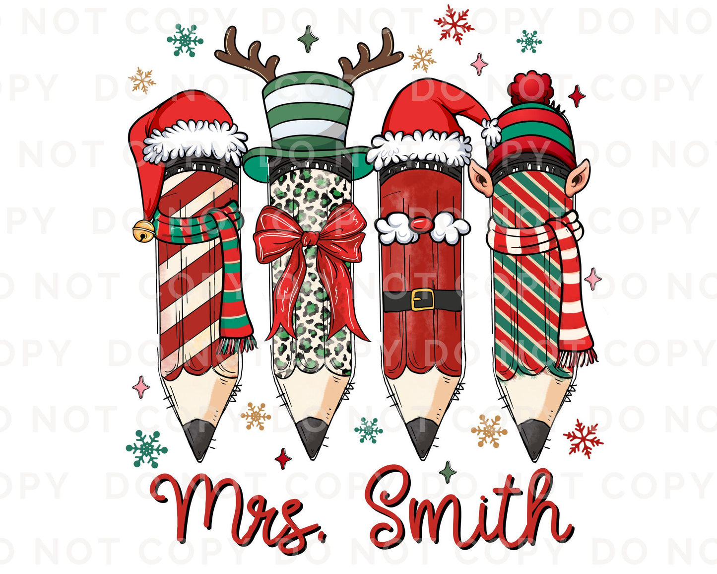 Christmas DTF Transfer, Ready to Press, T-shirt Transfer, Heat Transfer, Direct to Film, Teacher Gift, School, Coquette Pencils, Customized