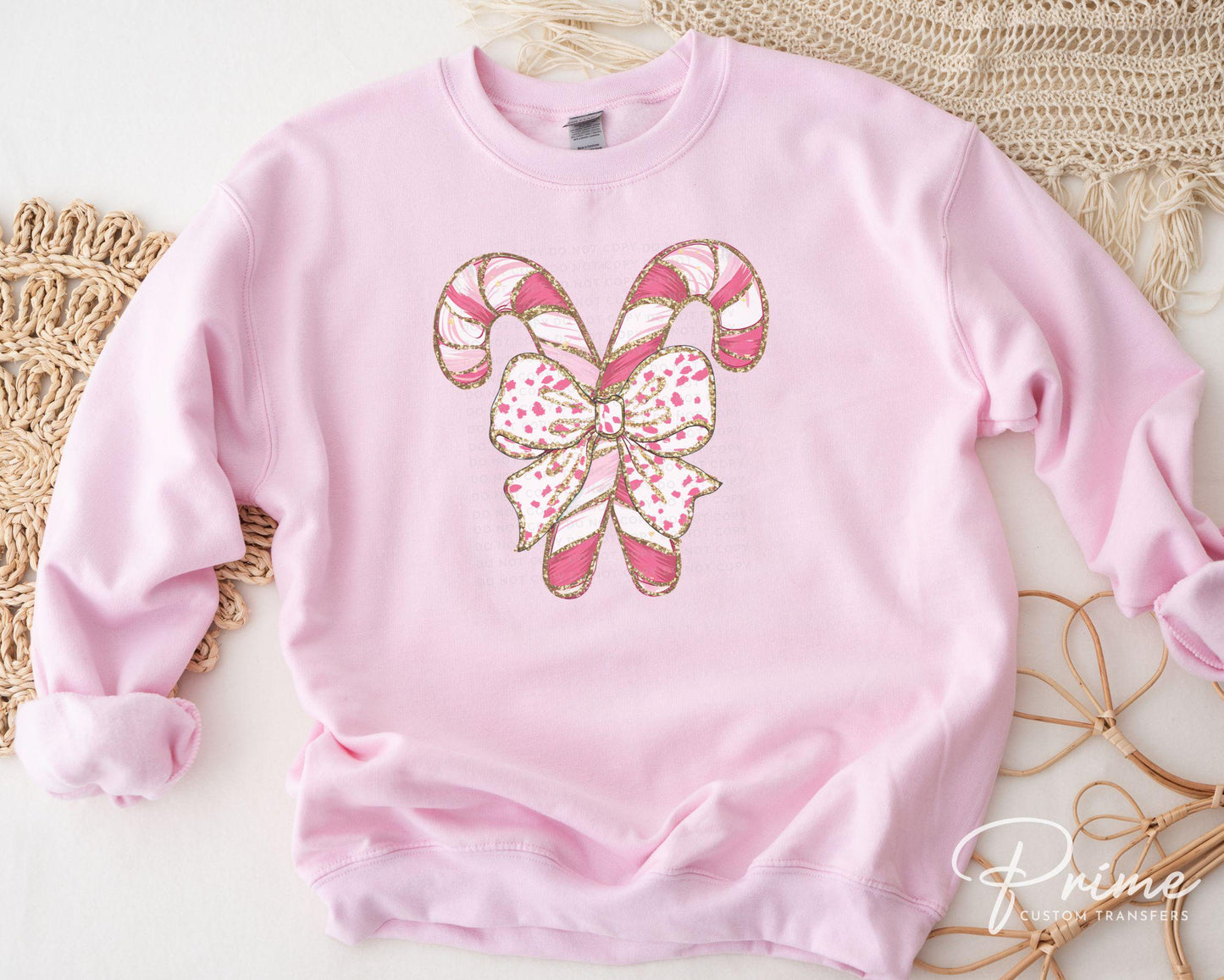 Christmas DTF Transfer, Ready to Press, T-shirt Transfers, Heat Transfer, Direct to Film, Holiday, Colorful Coquette Glitter Candy Canes