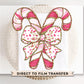Christmas DTF Transfer, Ready to Press, T-shirt Transfers, Heat Transfer, Direct to Film, Holiday, Colorful Coquette Glitter Candy Canes