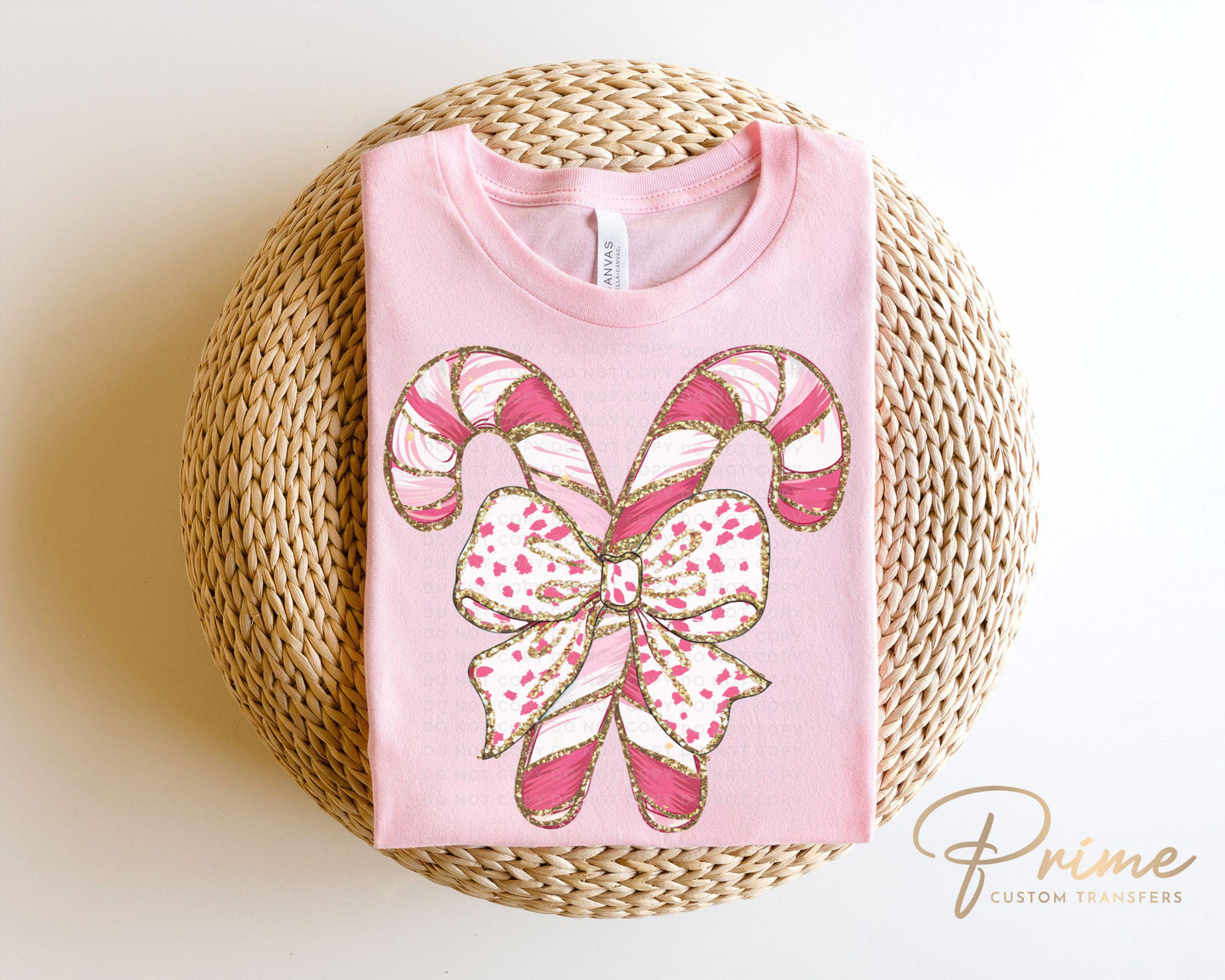 Christmas DTF Transfer, Ready to Press, T-shirt Transfers, Heat Transfer, Direct to Film, Holiday, Colorful Coquette Glitter Candy Canes