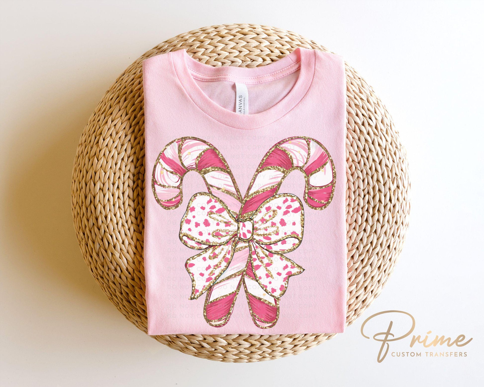 Christmas DTF Transfer, Ready to Press, T-shirt Transfers, Heat Transfer, Direct to Film, Holiday, Colorful Coquette Glitter Candy Canes