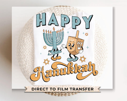 Hanukkah DTF Transfer, Ready to Press, T-shirt Transfer, Heat Transfer, Direct to Film, Jewish Holiday, Dreidel, Menorah, Lights, Kids, Cute