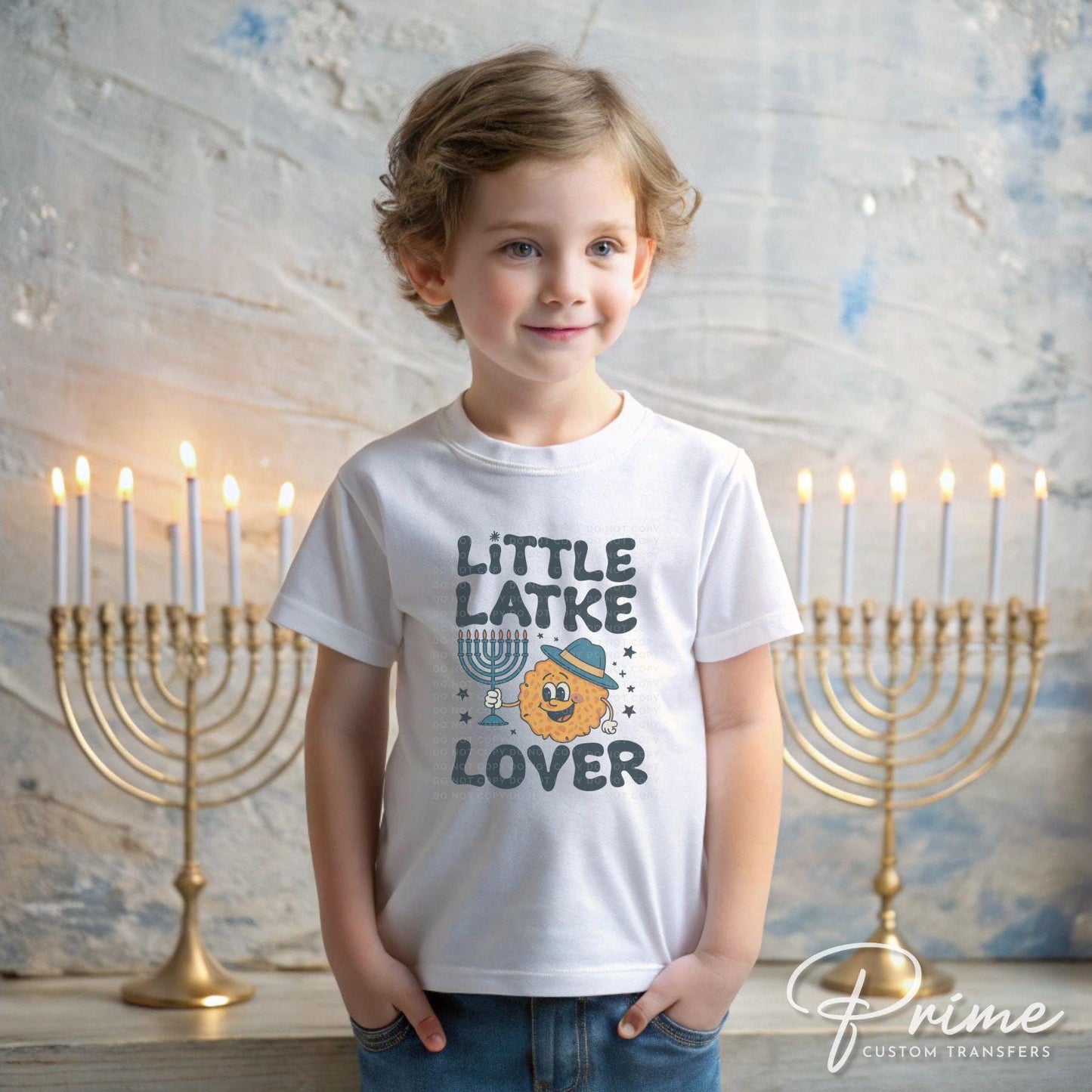 Hanukkah DTF Transfer, Ready to Press, T-shirt Transfer, Heat Transfer, Direct to Film, Jewish Holiday, Dreidel, Menorah, Little Latke Lover