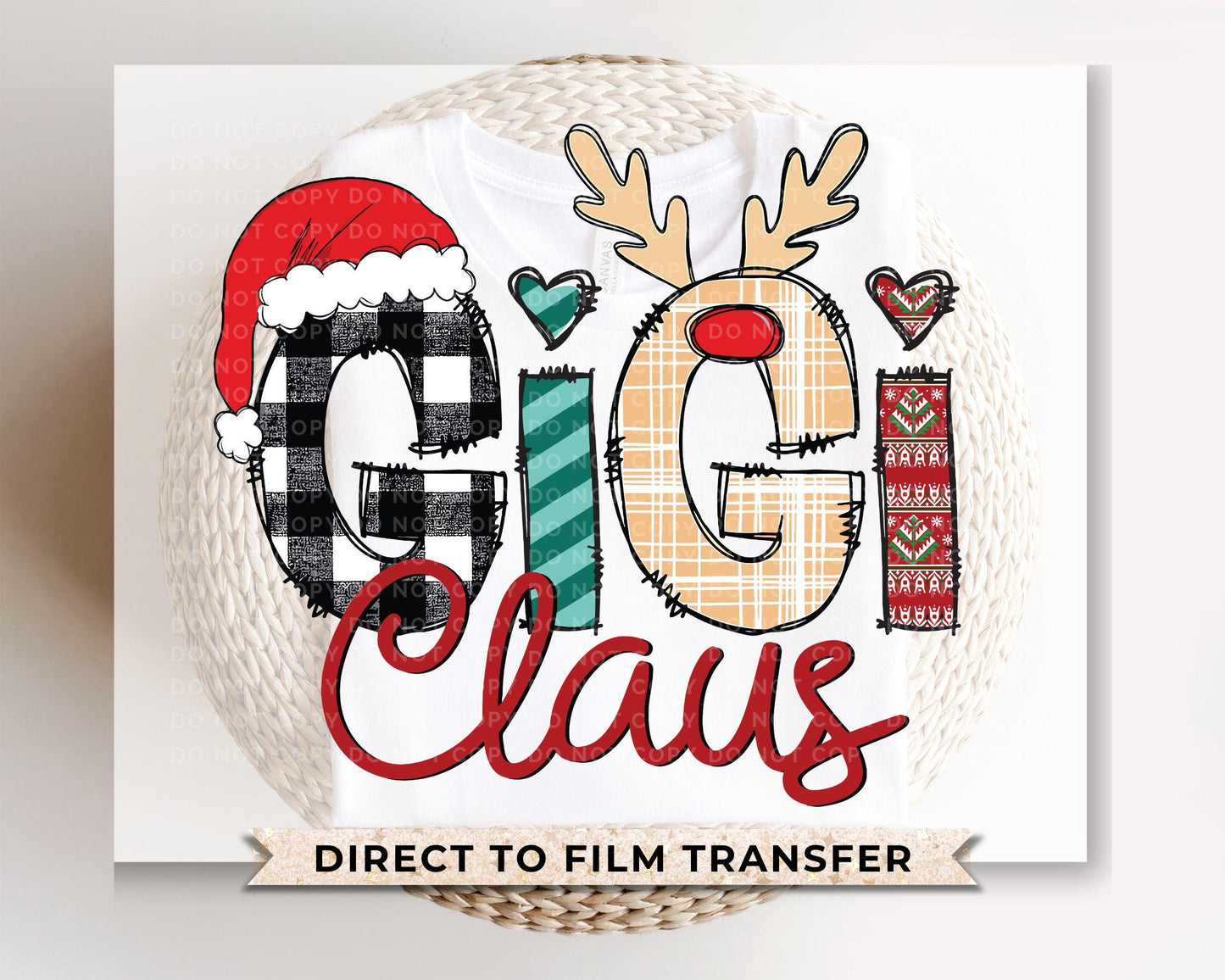 Christmas DTF Transfer, Ready to Press, T-shirt Transfers, Heat Transfer, Direct to Film, Matching Family, Doodle, Grandma, Gigi Claus