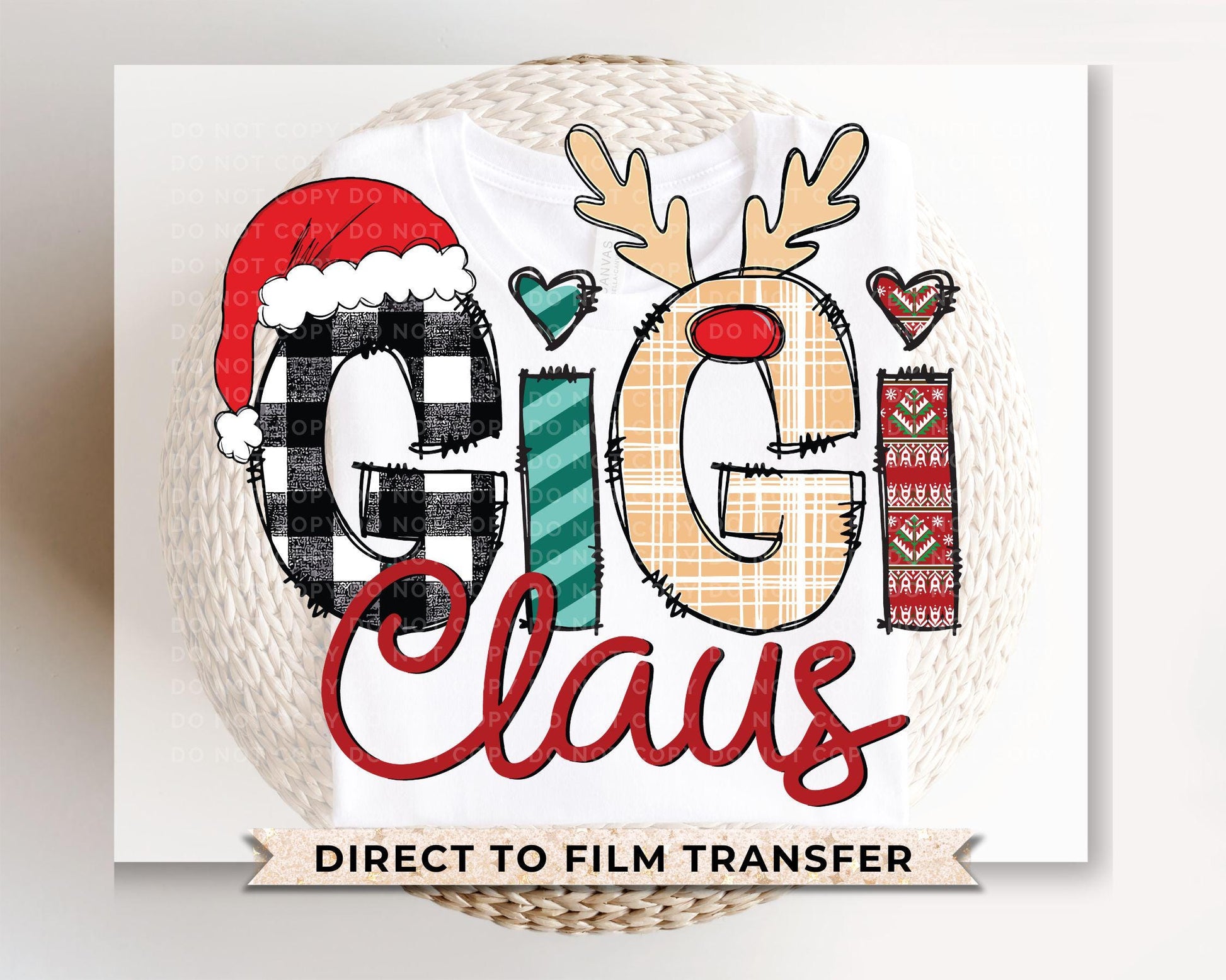 Christmas DTF Transfer, Ready to Press, T-shirt Transfers, Heat Transfer, Direct to Film, Matching Family, Doodle, Grandma, Gigi Claus