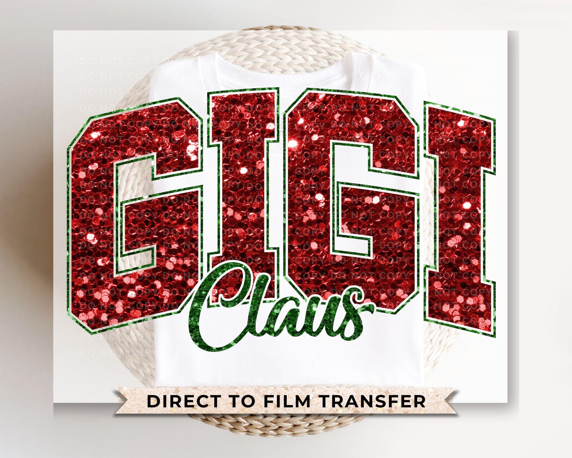 Christmas DTF Transfer, Ready to Press, T-shirt Transfers, Heat Transfer, Direct to Film, Matching Family, Grandma, Faux Glitter, Gigi Claus