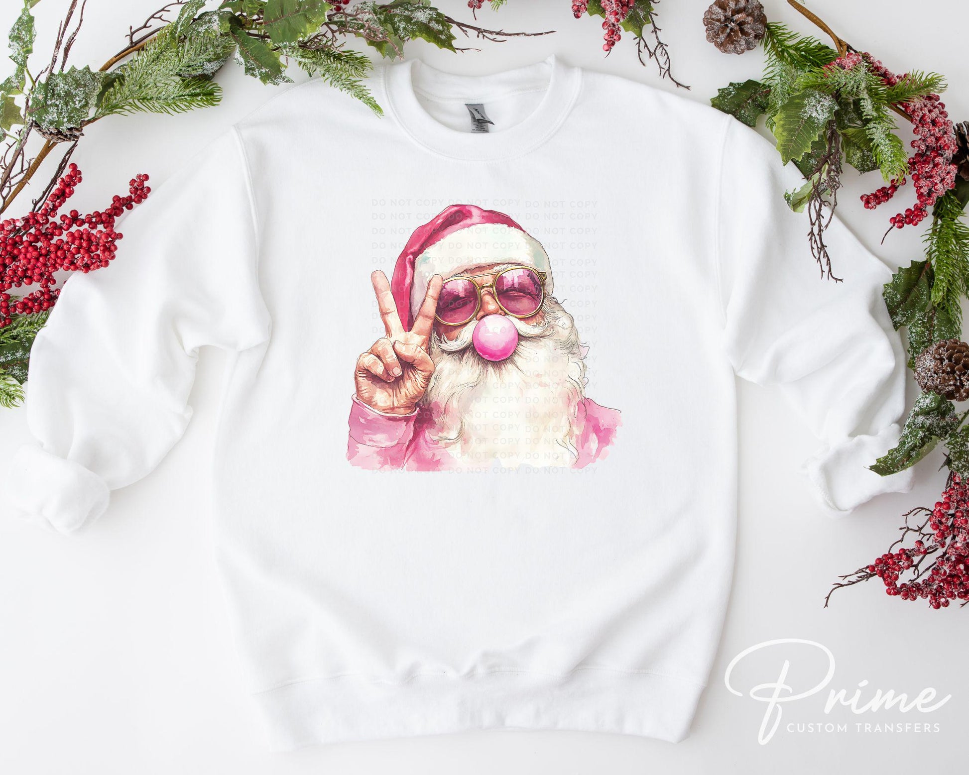 Christmas DTF Transfers, Ready to Press, T-shirt Transfers, Heat Transfer, Direct to Film, Holiday, Funny, Bubble Gum, Groovy Santa Claus