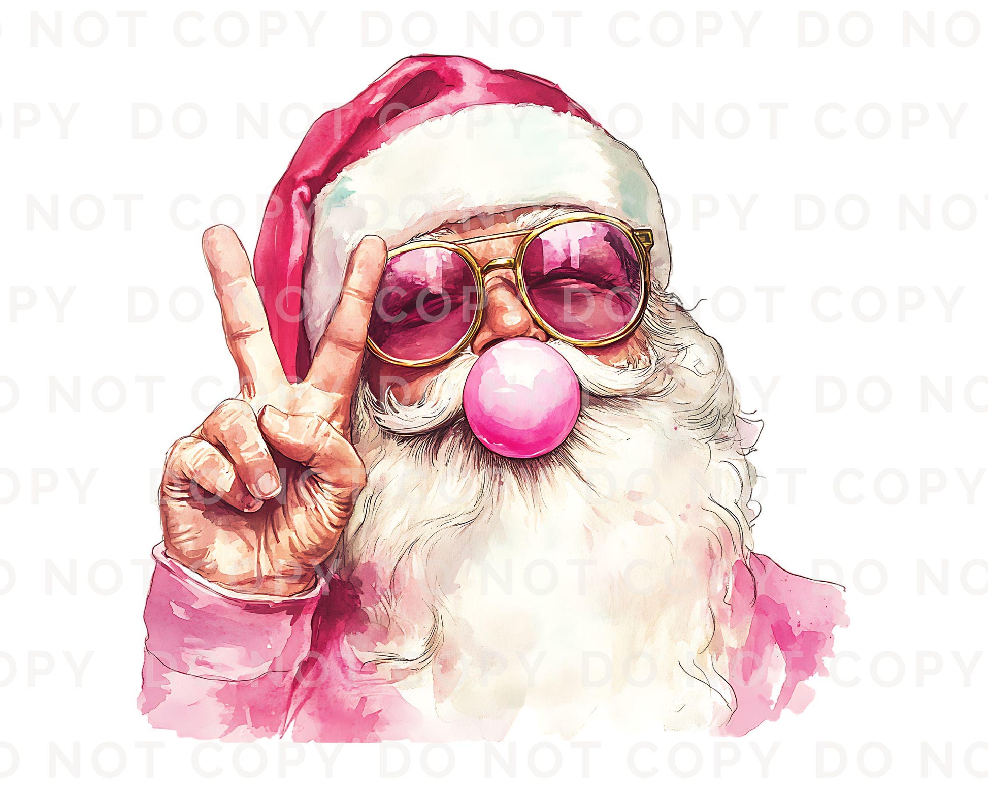 Christmas DTF Transfers, Ready to Press, T-shirt Transfers, Heat Transfer, Direct to Film, Holiday, Funny, Bubble Gum, Groovy Santa Claus