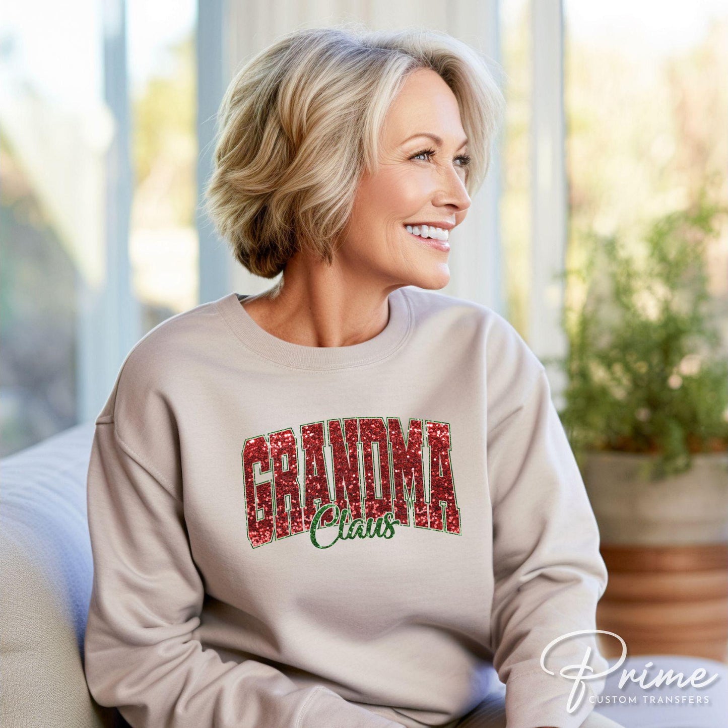 Christmas DTF Transfer, Ready to Press, T-shirt Transfers, Heat Transfer, Direct to Film, Matching Family, Faux Glitter, Grandma Claus