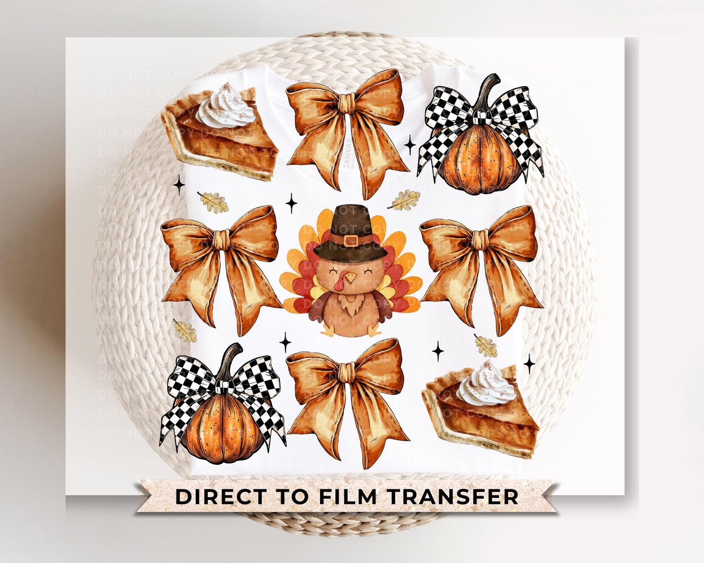 Thanksgiving DTF Transfers, Ready to Press, T-shirt Transfers, Heat Transfer, Direct to Film, Holiday, Fall, Coquette, Bows, Turkey, Pie