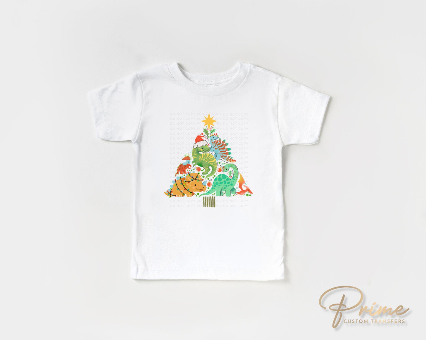 Christmas DTF Transfers, Ready to Press, T-shirt Transfers, Heat Transfer, Direct to Film, Holiday, Boy, T-Rex, Dinosaur Christmas Tree
